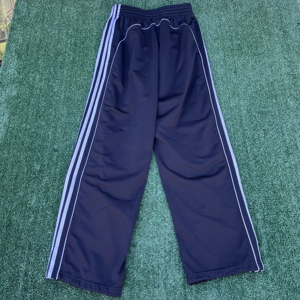 Vintage Adidas Pants Mens XL Black White‎ Striped Wide-Leg Baggy Basketball Y2K
